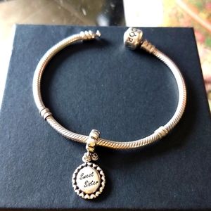 Pandora bracelet with Sweet Sister charm,